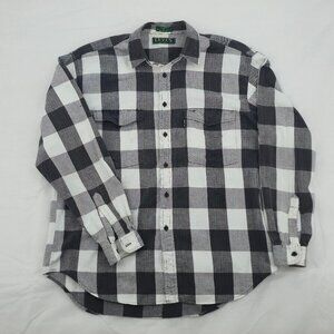 Levi's Sutter Creek Men's Flannel Shirt Black and White Plaid Size L